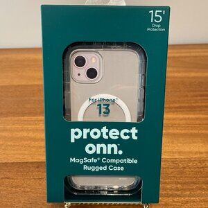 NIB, NEW Protect ONN. MagSafe Compatible Rugged Phone Case for iPhone 13 “Clear”